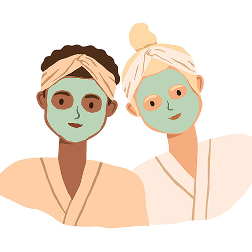 Women with skincare face mask